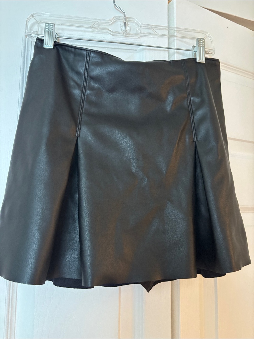 Women, Abercrombie and Fitch size medium leather skirt with shorts under